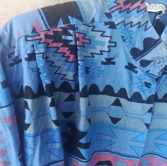 Vintage Blue Aztec Rodeo Shirt - Picture 6 of 7